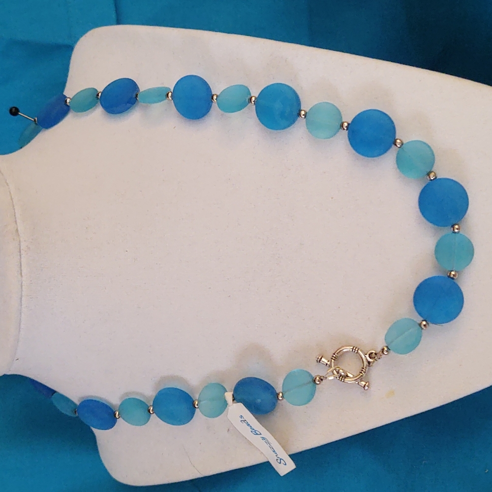Sea Glass and Silver necklace.. toggle clasp
